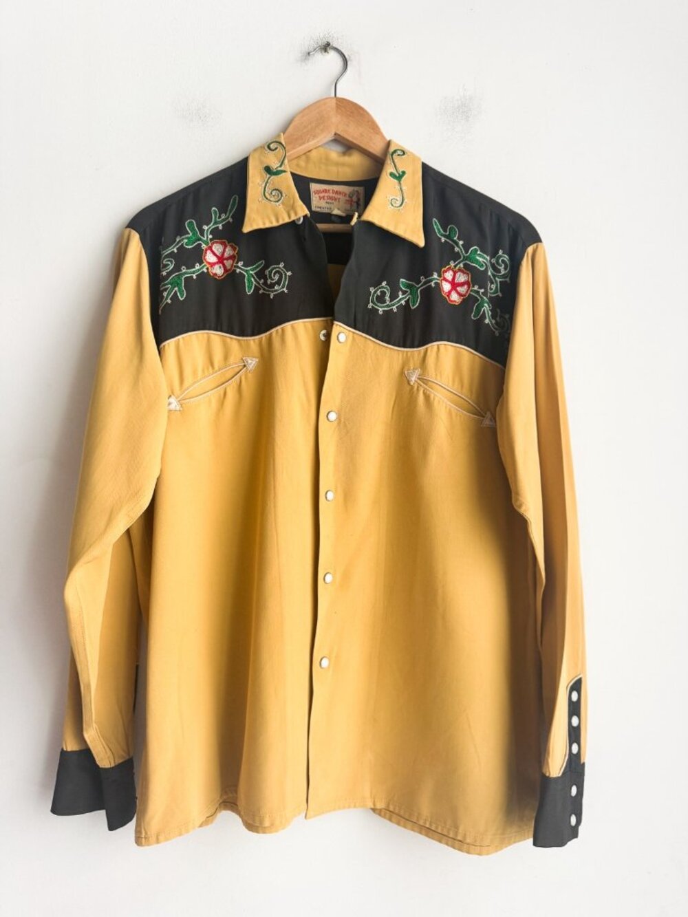 Square Dance Designs 50s Gabardine Western Shirt Floral d L - Picture 2 of 6